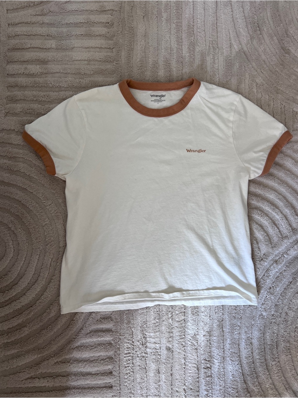 Wrangler Women’s Cream Ringer Tee with Brown Trim